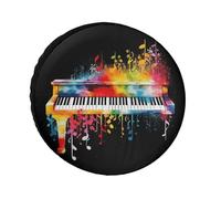 Colorful Piano Keyboard Music Note Tire Covers Waterproof Anti UV Tire Cover 24inch Single Axle Wheel Covers for RV Truck SUV Trailer Universal for All Seasons