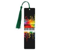 Colorful Piano Keyboard Music Note Wood Bookmark for Book Lovers Birthday Teachers Gift, Handmade Craft Book Marks Ornaments with Tassel Exquisite Reading Page Markers for Men Women
