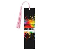 Colorful Piano Keyboard Music Note Wood Bookmark for Book Lovers Birthday Teachers Gift, Handmade Craft Book Marks Ornaments with Tassel Exquisite Reading Page Markers for Men Women