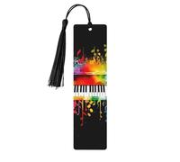 Colorful Piano Keyboard Music Note Wood Bookmark for Book Lovers Birthday Teachers Gift, Handmade Craft Book Marks Ornaments with Tassel Exquisite Reading Page Markers for Men Women