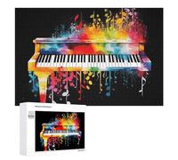 Colorful Piano Keyboard Music Note Wooden Puzzles for Adults 1000 PCS Unique Shape Puzzles Wall Art Home Decor for Puzzle Lovers, Family, Friend Creative Gift Toys