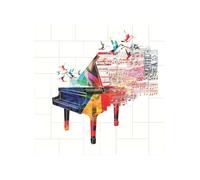 Colorful Piano Keyboard Music Printed Square Jigsaw Puzzle 16x16 CM, Puzzle Challenging Game for Adults Gifts, Family Fun Decorative Wall Decor