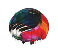 Colorful Piano Keyboard Music Shower Cap Reusable Waterproof Shower Bonnet for Women Men Elastic Band Bath Hair Hat Double Layered Washable Bath Cap for All Hairstyles, Travel-Friendly