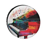 Colorful Piano Keyboard Music Tire Covers Waterproof Anti UV Tire Cover 26inch Single Axle Wheel Covers for RV Truck SUV Trailer Universal for All Seasons