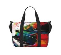 Colorful Piano Keyboard Music Travel Tote Bag Unisex, Water-Resistant Weekend Gym Bag, Large Capacity Adjustable Shoulder Strap Travel Bag