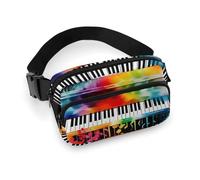 Colorful Piano Keyboard Music Waist Bag Fashion Fanny Bag with Adjustable Strap for Outdoor Workout Cycling Unisex, white, 20x13cm, Waist Bag