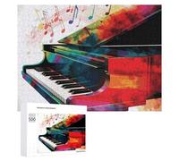 Colorful Piano Keyboard Music Wooden Puzzles for Adults 500 PCS Unique Shape Puzzles Wall Art Home Decor for Puzzle Lovers, Family, Friend Creative Gift Toys