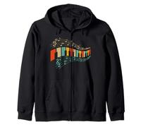 Colorful Piano Keys Music Notes Pino Lover Pianist Musician Zip Hoodie