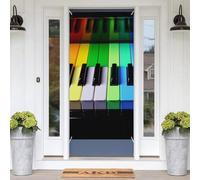 Colorful Piano Music Rainbow Door Banners for Front Doors, Spring Summer Decorative Door Cover Welcome Porch Banner Decoration Hanging Wall Background for Party Supplies Indoor Outdoor Home Decor
