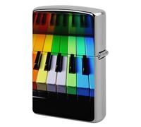 Colorful Piano Music Rainbow Lighter Case Pouch Double-Sided Metal Lighter Sleeve Scratch & Drop Resistant Lighters Protector Fits Standard Kerosene Lighters Pocket Protective Cover for Camping Party