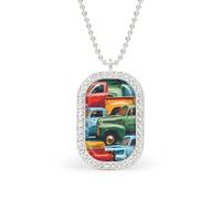 Colorful Pickup Trucks Funny Pendant Necklace for Women Personalized Fashion Jewelry Diamond Necklaces for Wedding Birthday Gold Silver