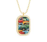 Colorful Pickup Trucks Funny Pendant Necklace for Women Personalized Fashion Jewelry Diamond Necklaces for Wedding Birthday Gold Silver