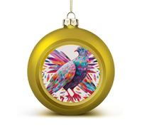 Colorful Pigeon Christmas Tree Ornaments 1.6 Inch Shatterproof Pc Plastic Balls with Lanyard Baubles Hanging Christmas Ball Ornaments for Xmas Tree Holiday Party Wedding Home Decorations-Golden