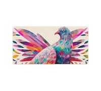 Colorful Pigeon Desk Mat 30x60cm, Non-Slip Rubber Base with Stitched Edges, Waterproof Desk Pad for Keyboard & Mouse, Large Mouse Pad for Office Gaming