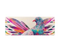 Colorful Pigeon Desk Mat 30x80cm, Non-Slip Rubber Base with Stitched Edges, Waterproof Desk Pad for Keyboard & Mouse, Large Mouse Pad for Office Gaming