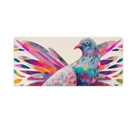 Colorful Pigeon Desk Mat 40x90cm, Non-Slip Rubber Base with Stitched Edges, Waterproof Desk Pad for Keyboard & Mouse, Large Mouse Pad for Office Gaming