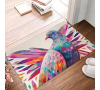 Colorful Pigeon Door Mat Heavy Duty Indoor Outdoor Doormat Non-Slip Absorbent Dirt Trapper Entry Rug Low-Profile Washable Floor Mats Flannel Bath Mat 16 x 24 Inch