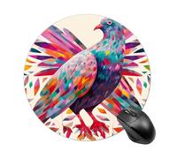 Colorful Pigeon Mouse Pad - Ultra Thin, 7.8 Inch Round Mousepad with Non-Slip Rubber Base, Waterproof Mouse Mat for Office, Gaming