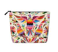 Colorful Pigeon Printed Single-Layer Cosmetic Bag Faux Linen Material Large Capacity Coin Purse Travel and Business Trip Essential