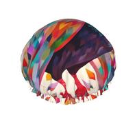 Colorful Pigeon Shower Cap for Women Men, Adjustable Reusable Shower Bonnet Double Layer Waterproof Bath Caps, EVA Lining, Elastic Band Hair Cap for All Hair Lengths