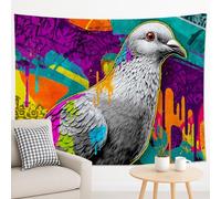 Colorful Pigeon Tapestry, Vibrant Graffitis Art Wall Hanging, Decor for Living Room, Bedroom, Dorm, Artistic Tapestries 90x70 Inch