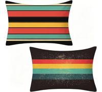 colorful Pillow protectors, stripe Pillowcases 2 Pack, Velvet Pillow Covers, Rectangle Cushion Covers 30 x 50 cm With Invisible Zip, Waterproof Garden Cushions for Home Decor, Gifts For Women 144-W