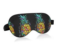 Colorful Pine Fruit On Black Eye Masks Cover Blocks Light Sleep Mask Shade Cover Blindfold Relaxing Eyeshade Cover with Adjustable Head Strap for Men Women Kids