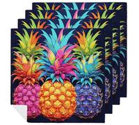 Colorful Pineapple Cloth Napkin for Restaurant, Reusable Cloth Napkins for Hotel, Washable Square Table Napkins 4 PCS for Kitchen, Soft Dinner Napkin for Wedding, Party