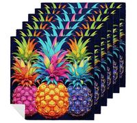 Colorful Pineapple Cloth Napkin for Restaurant, Reusable Cloth Napkins for Hotel, Washable Square Table Napkins 6 PCS for Kitchen, Soft Dinner Napkin for Wedding, Party