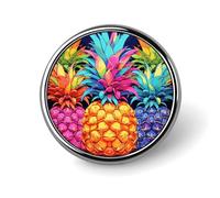 Colorful Pineapple Lapel Pin Brooches Round Fashion Brooch Pin Cute Button Badges Alloy Button Pins Enamel Pins Metal Pinback for Hat Shirt Clothing Bags