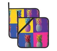 Colorful Pineapple Pattern Large Pot Holders Oven Mitts Set Heat Resistant Pot Holders Square Pot Holder Hot Pads8 In