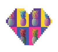Colorful Pineapple Pattern Print Art Brick Puzzle Heart Shaped DIY Building Blocks Set 3D Jigsaw Home Decor 82 Pieces
