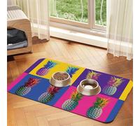 Colorful Pineapple Patternprint Pet Absorbent Leather Tablecloth,Wipe Clean Quick Dry,Food Mat For Small Animals