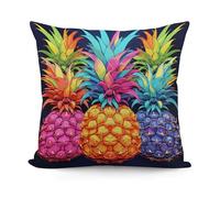 Colorful Pineapple Plush Cushion Covers, 18x18 Inch Comfortable Pillow Cases with Hidden Zipper, Square Decorative Throw Pillow Cover for Living Room Bedroom Sofa, No Insert Included