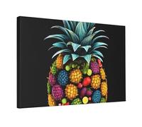 Colorful Pineapple -Print Unframed Wall Art 12X18 Inch, Canvas Print with Mounting Hooks, Modern Home Decor for Living Room, Bedroom & Office.