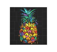 colorful Pineapple Printed Square Jigsaw Puzzle 12.8x12.8 CM, Puzzle Challenging Game for Adults Gifts, Family Fun Decorative Wall Decor