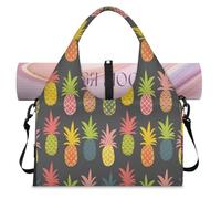 Colorful Pineapple Sports Duffel Bag for Women Men Tropical Pineapple Weekend Overnight Bag with Shoe Compartment Shoulder Tote Luggage Bag for Yoga Gym Travel