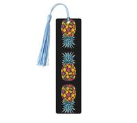Colorful Pineapple Wooden Bookmark Exquisite Natural Wood Bookmarks with Double Sided Full Print Design Gift for Book Lovers, Teachers, and Students