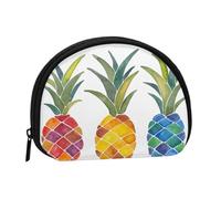 Colorful Pineapples Mini Zipper Coin Purse, Small Travel Organizer with All-Over Print, Durable Polyester Fabric, Compact Pouch for Coins,Keys