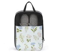 Colorful Pink Flowers on Pastel Blue Shoe Bag for Travel Daily Use Anti-dust Storage Carrier Golf Shoe Pouch