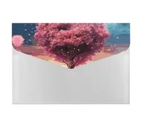 Colorful Pink Heart Tree Plastic Envelopes Plastic Folders Poly Envelopes with Snap Closure Reusable File Bags for Home Work Office Supplies Organization Storage A4 Size