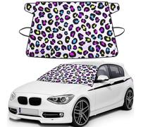 Colorful Pink Purple Blue Neon Green Leopard, Car Windshield Cover, Protective Windscreen Cover - Snow Ice Sun UV Dust Water Resistant - Fit for Most Cars