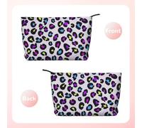 Colorful Pink Purple Blue Neon Green Leopard, Cosmetic Bag Corduroy Makeup Bag Portable Travel Toiletry Bag