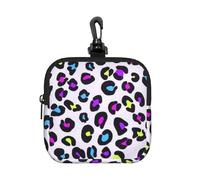 Colorful Pink Purple Blue Neon Green Leopard, Square Zipper Storage Bag, Neoprene Coin Purse, Small Wallets, Change Pouch, Change Purse