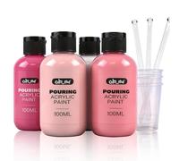 Colorful Pink Series Acrylic Pouring Paint Set, 4 Colors, 3.34 oz Craft Kit