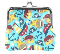 Colorful Pirate Boats Blue Wallet Women Leather Buckle Kissing Change Wallet Girls Colorful Pirate Ships Blue UNITALLA Classic Colorful Pirate Ships Blue UNITALLA Classic, Colorful Pirate Ships Blue