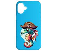 Colorful Pirate Seahorse Ocean Art Design Case for iPhone 16 Plus