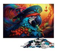 Colorful Pirate Ship Parrot Jigsaws 1000 Pieces for Adults Difficult Puzzles for Adults Fun at Home Activities, Birthday Present, Travel Gifts 26X38CM/10.23x14.96inch