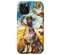 Colorful Pit Bull Dog in Glass Garden Scene Case for iPhone 11 Pro