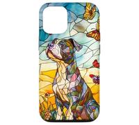 Colorful Pit Bull Dog in Glass Garden Scene Case for iPhone 12/12 Pro